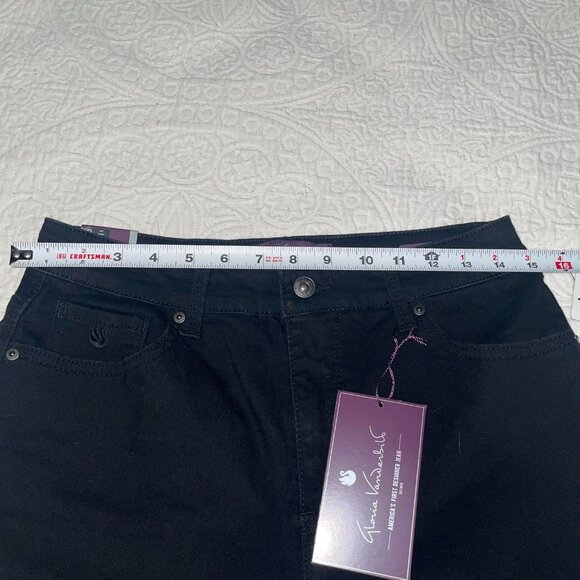 Gloria Vanderbilt Amanda Slim Leg Jeans Black Size 6 Average Embroidered Pockets - Picture 4 of 12